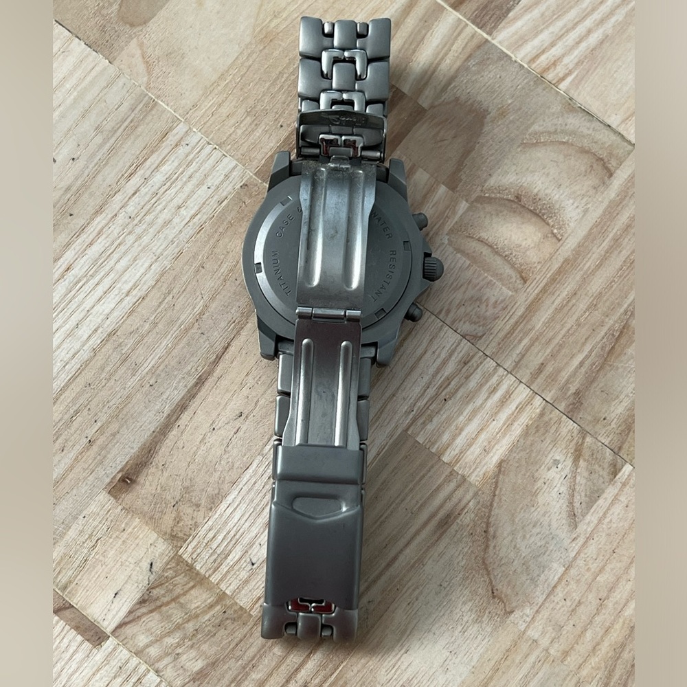 Lorelli Titanium Rare Men’s Chronograph Watch Yellow Dial Titanium Bracelet Date - Picture 11 of 15